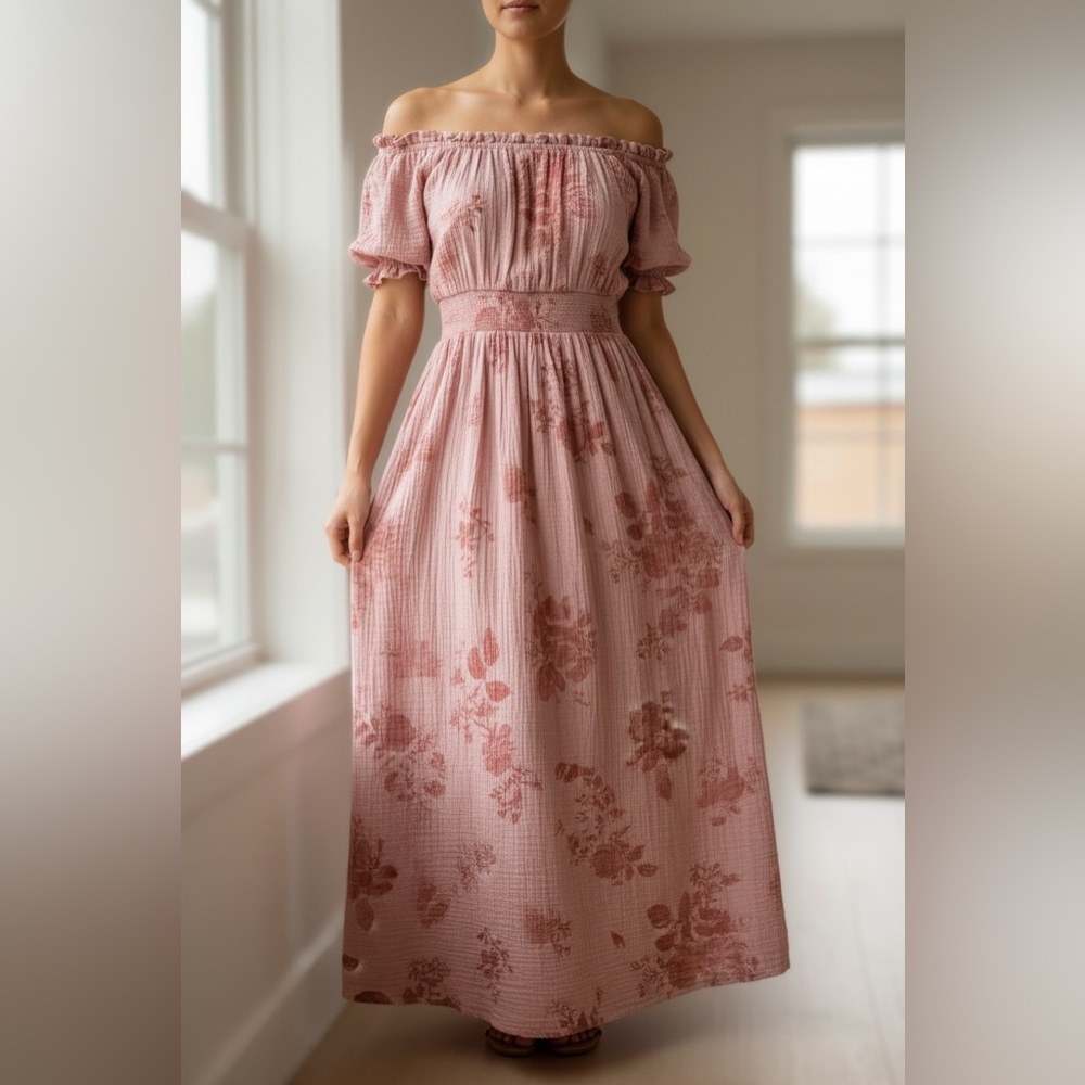 Bluivy Pink Floral Backless Dress